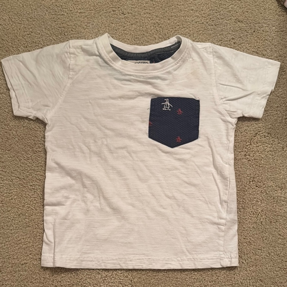 Original Penguin White and Blue Short Sleeve Tees